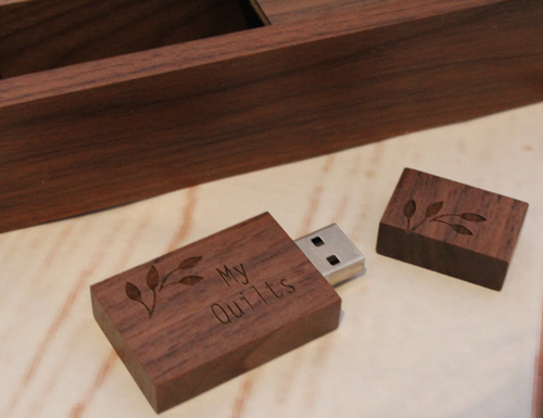 Wooden Photo Album Box with USB Flash Drive