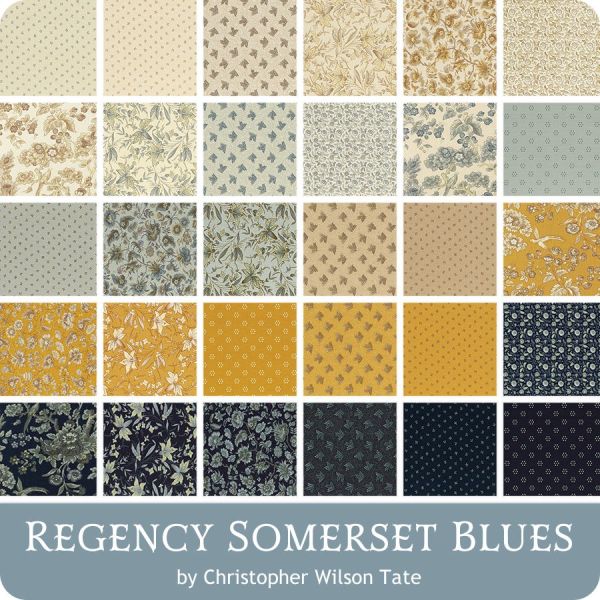 Regency Somerset Blues - Glastonbury Floral White Gray x 10